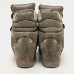 Pre Owned Isabel Marant Khaki Suede Bekett Wedge Sneakers 40