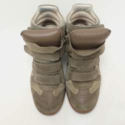 Pre Owned Isabel Marant Khaki Suede Bekett Wedge Sneakers 40