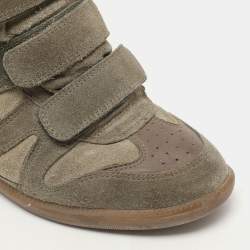Pre Owned Isabel Marant Khaki Suede Bekett Wedge Sneakers 40