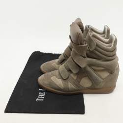 Pre Owned Isabel Marant Khaki Suede Bekett Wedge Sneakers 40