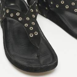 Isabel Marant Black Suede Elwina Ankle Strap Flat Sandals Size 41
