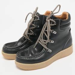 Isabel Marant Black Leather Alpica Ankle Length Boots Size 37