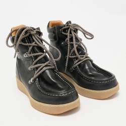 Isabel Marant Black Leather Alpica Ankle Length Boots Size 37