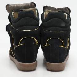 Isabel Marant Two Tone Suede and Leather Bekett Wedge Sneakers Size 38