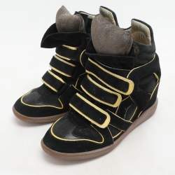 Isabel Marant Two Tone Suede and Leather Bekett Wedge Sneakers Size 38