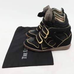 Isabel Marant Two Tone Suede and Leather Bekett Wedge Sneakers Size 38
