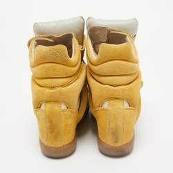 Isabel Marant Yellow Suede and Leather Bekett Wedge Sneakers Size 38