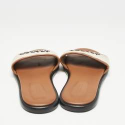 Isabel Marant Off White/Brown Canvas and Leather Vikee Flat Slide Sandals Size 39