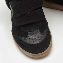 Isabel Marant Black Suede and Leather Bekett Wedge Sneakers Size 37