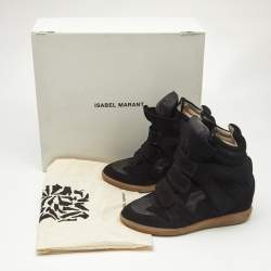 Isabel Marant Black Suede and Leather Bekett Wedge Sneakers Size 37
