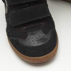 Pre Owned Isabel Marant Black Suede and Leather Bekett Wedge Sneakers Size 39