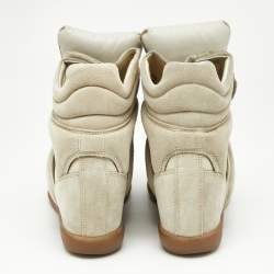 Pre Owned Isabel Marant Beige Suede and Leather Bekett Wedge Sneakers Size 39