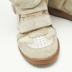 Pre Owned Isabel Marant Beige Suede and Leather Bekett Wedge Sneakers Size 39