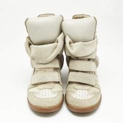 Pre Owned Isabel Marant Beige Suede and Leather Bekett Wedge Sneakers Size 39