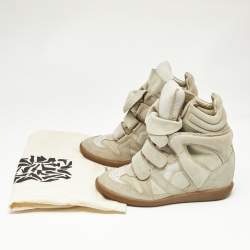 Pre Owned Isabel Marant Beige Suede and Leather Bekett Wedge Sneakers Size 39
