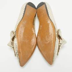 Isabel Marant Metallic Gold Foil Python Embossed Pointed Toe Ballet Flats Size 39
