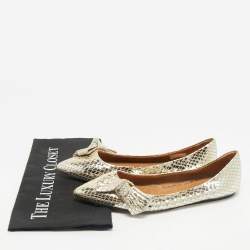 Isabel Marant Metallic Gold Foil Python Embossed Pointed Toe Ballet Flats Size 39