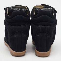 Pre Owned Isabel Marant Black Suede Bekett Wedge Sneakers Size 36