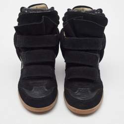 Pre Owned Isabel Marant Black Suede Bekett Wedge Sneakers Size 36