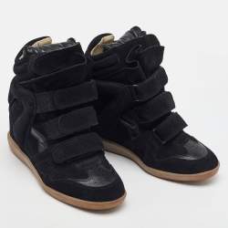 Pre Owned Isabel Marant Black Suede Bekett Wedge Sneakers Size 36