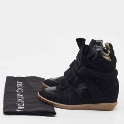 Pre Owned Isabel Marant Black Suede Bekett Wedge Sneakers Size 36