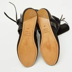 Pre Owned Isabel Marant Black Leather and Suede Mid Calf Length Boots Size 38