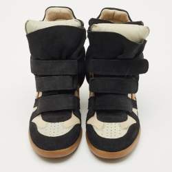Pre Owned Isabel Marant Black Canvas and Suede Bekett Wedge Sneakers Size 38