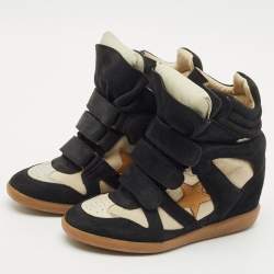 Pre Owned Isabel Marant Black Canvas and Suede Bekett Wedge Sneakers Size 38