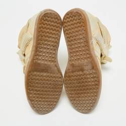 Pre Owned Isabel Marant Metallic Gold Leather Bekett Wedge Sneakers Size 40