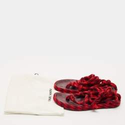 Pre Owned Isabel Marant Burgundy/Red Knit Fabric Erol Ankle Wrap Sandals Size 39
