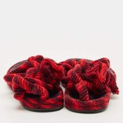 Pre Owned Isabel Marant Burgundy/Red Knit Fabric Erol Ankle Wrap Sandals Size 39