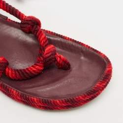Pre Owned Isabel Marant Burgundy/Red Knit Fabric Erol Ankle Wrap Sandals Size 39