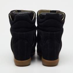 Pre Owned Isabel Marant Black Suede and Leather Bekett Wedge Sneakers Size 41