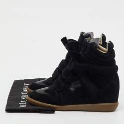 Pre Owned Isabel Marant Black Suede and Leather Bekett Wedge Sneakers Size 41