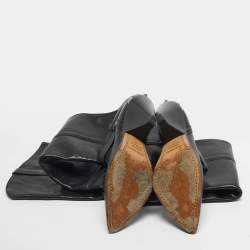 Pre Owned Isabel Marant Black Leather Thigh High Wedge Boots Size 38