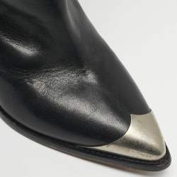 Pre Owned Isabel Marant Black Leather Thigh High Wedge Boots Size 38