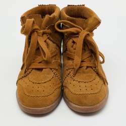 Pre Owned Isabel Marant Brown Perforated Suede Etoile Wedge Sneakers Size 38