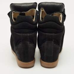 Pre Owned Isabel Marant Black Suede Bekett Wedge Sneakers Size 40