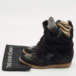 Pre Owned Isabel Marant Black Suede Bekett Wedge Sneakers Size 40