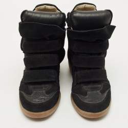 Pre Owned Isabel Marant Black Suede Bekett Wedge Sneakers Size 40