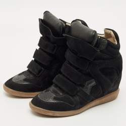 Pre Owned Isabel Marant Black Suede Bekett Wedge Sneakers Size 40
