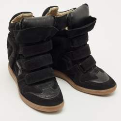 Pre Owned Isabel Marant Black Suede Bekett Wedge Sneakers Size 40