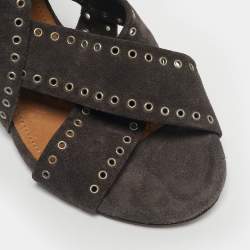 Pre Owned Isabel Marant Two Tone Suede Anaid Crisscross Ankle Wrap Sandals Size 40