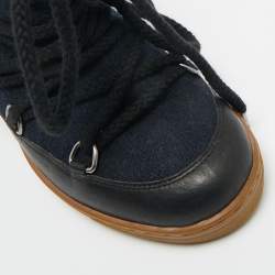 مملوكة مسبقًا حذاء بوت إيزابيل مارانت نويلي قماشي وأسود بطول الركبة مقاس 36