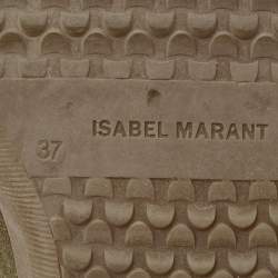 Pre Owned Isabel Marant Taupe Green/Brown Suede and Leather Bekett Wedge Sneakers Size 37