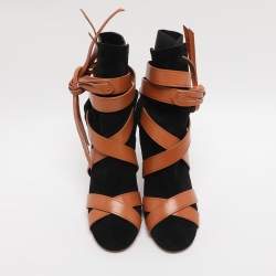Pre Owned Isabel Marant Black Leather and Suede Mid Calf Boots Size 38