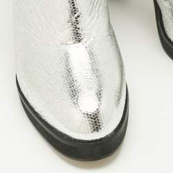 Pre Owned Isabel Marant Silver Foil Leather Knee Length Boots Size 39