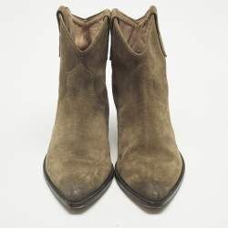 Pre Owned Isabel Marant Dicker Size 40 Green Suede Ankle Length Boots