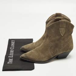 Pre Owned Isabel Marant Dicker Size 40 Green Suede Ankle Length Boots
