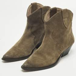 Pre Owned Isabel Marant Dicker Size 40 Green Suede Ankle Length Boots